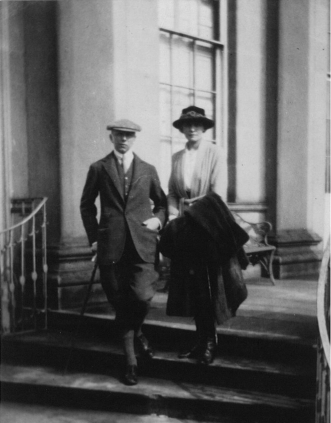 Tom and Teresa young on Portico steps Monday before Easter 1920